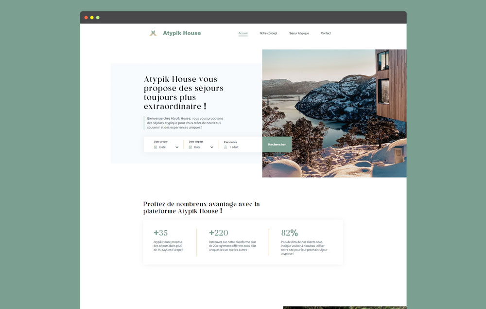 Mockup du design du site